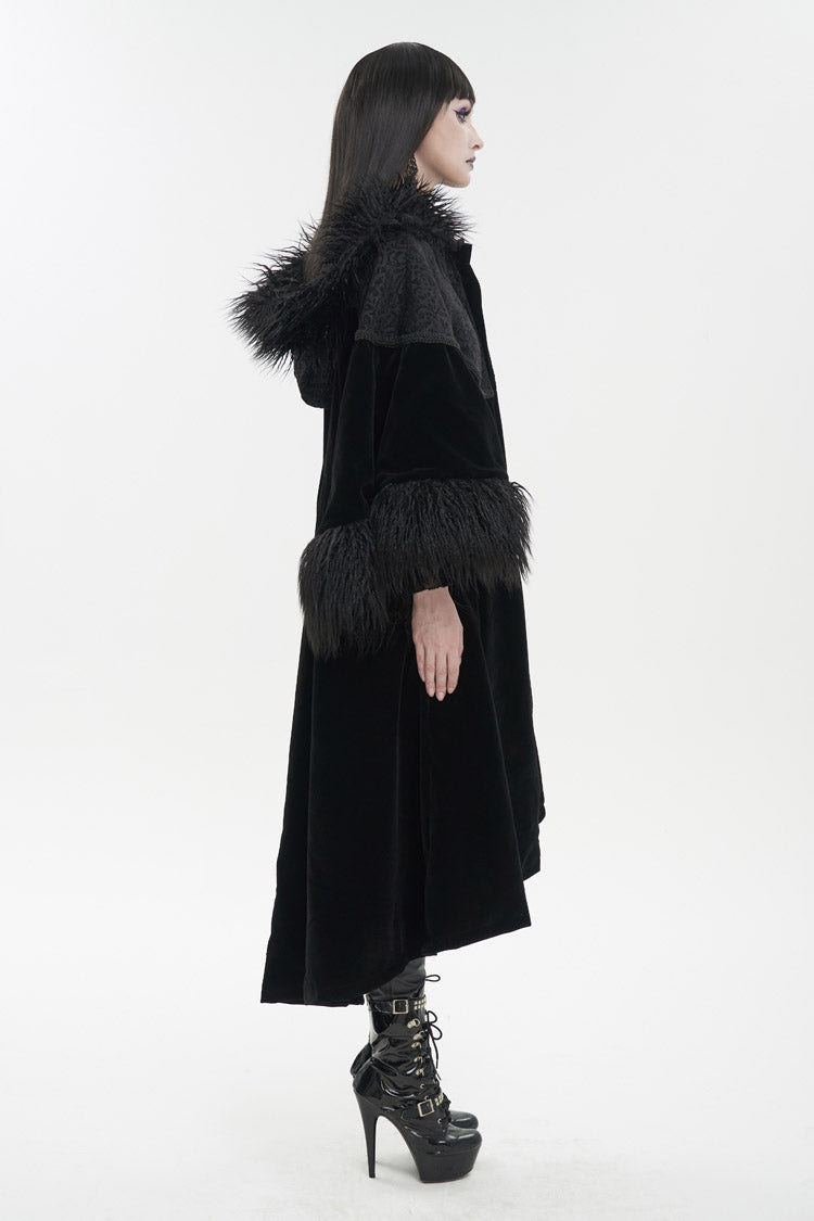 Black Jacquard Fabric Petal Stitching Three-Dimensional Webbing Cape Like Wide Wool Sleeves Women's Gothic Jacket - Product - 4