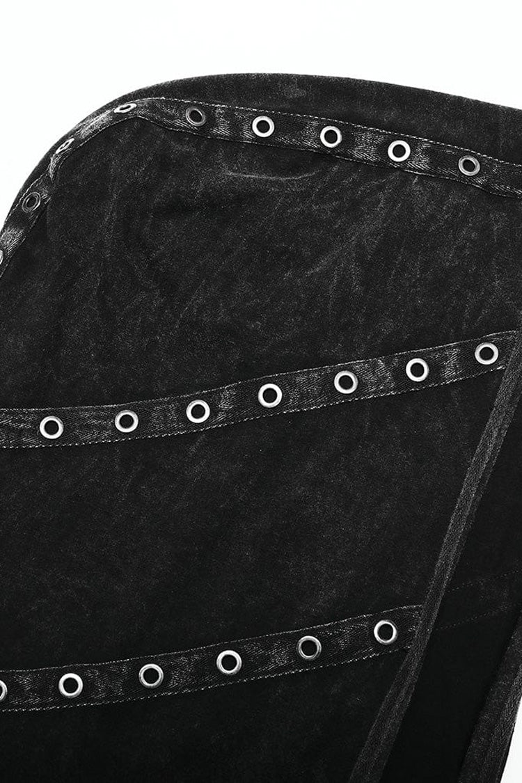 Black Sleeveless Irregular Hooded Men's Punk Tank Top - Product - 7