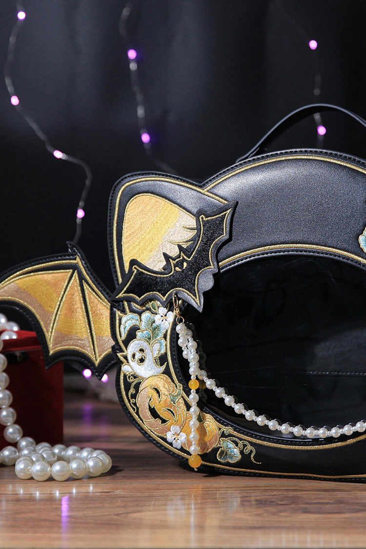 Black Devil Pumpkin Embroidery Gothic Vintage Lolita Bag - Product - 4
