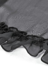Black Multi-Layered Ruffled Lace Short Puff Sleeves Sheer Women's Courtly Gothic Blouse - Product - 16