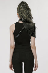 Black Stand Collar Women's Punk Patent Leather Body Harness - Product - 3