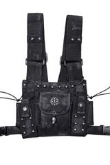 Black Post-Apocalyptic Rivets Skull Women's Steampunk Adjustable Strap Bag - Product - 5