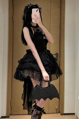 Black Halterneck Triple-Layered Bowknot Lace Gothic Lolita Jsk Dress - Product - 5