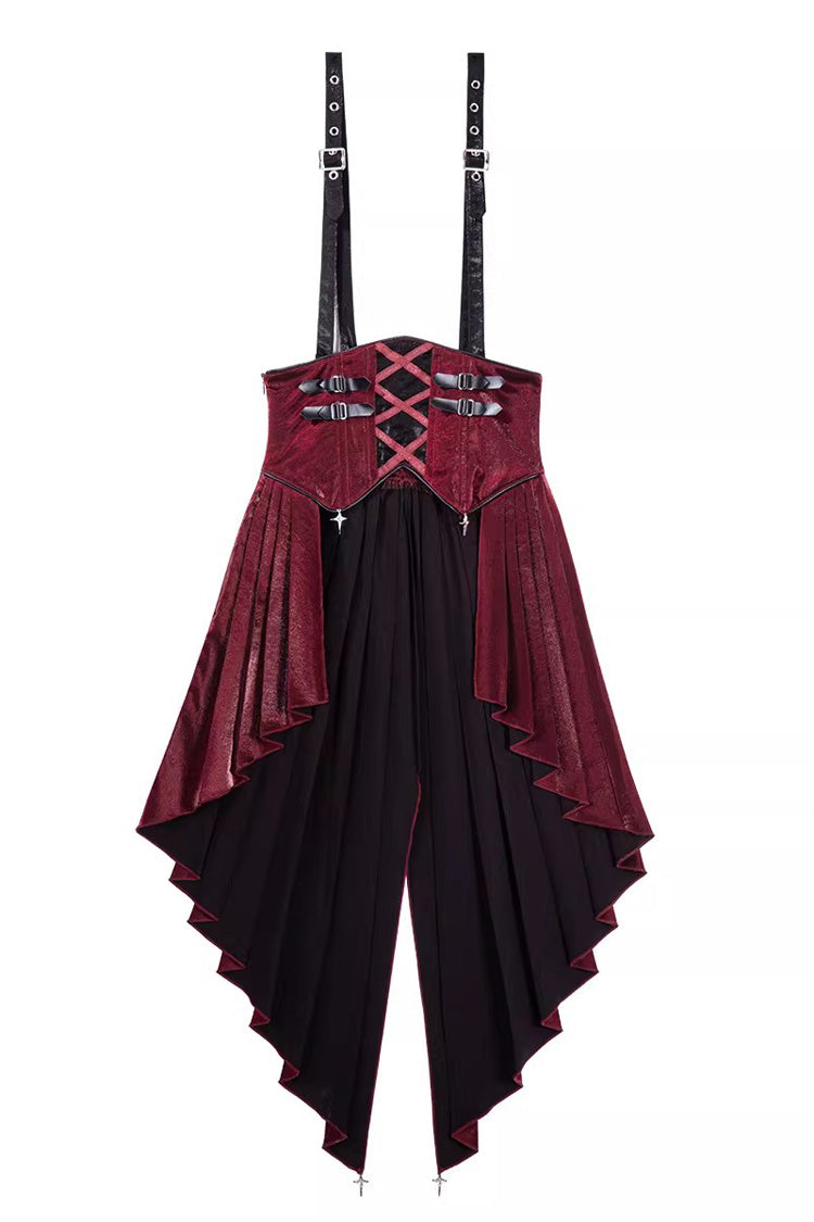 Black/Red [Chief Assassin] Lace-Up Gothic Ouji Lolita Set - Skirt(Only) - 14
