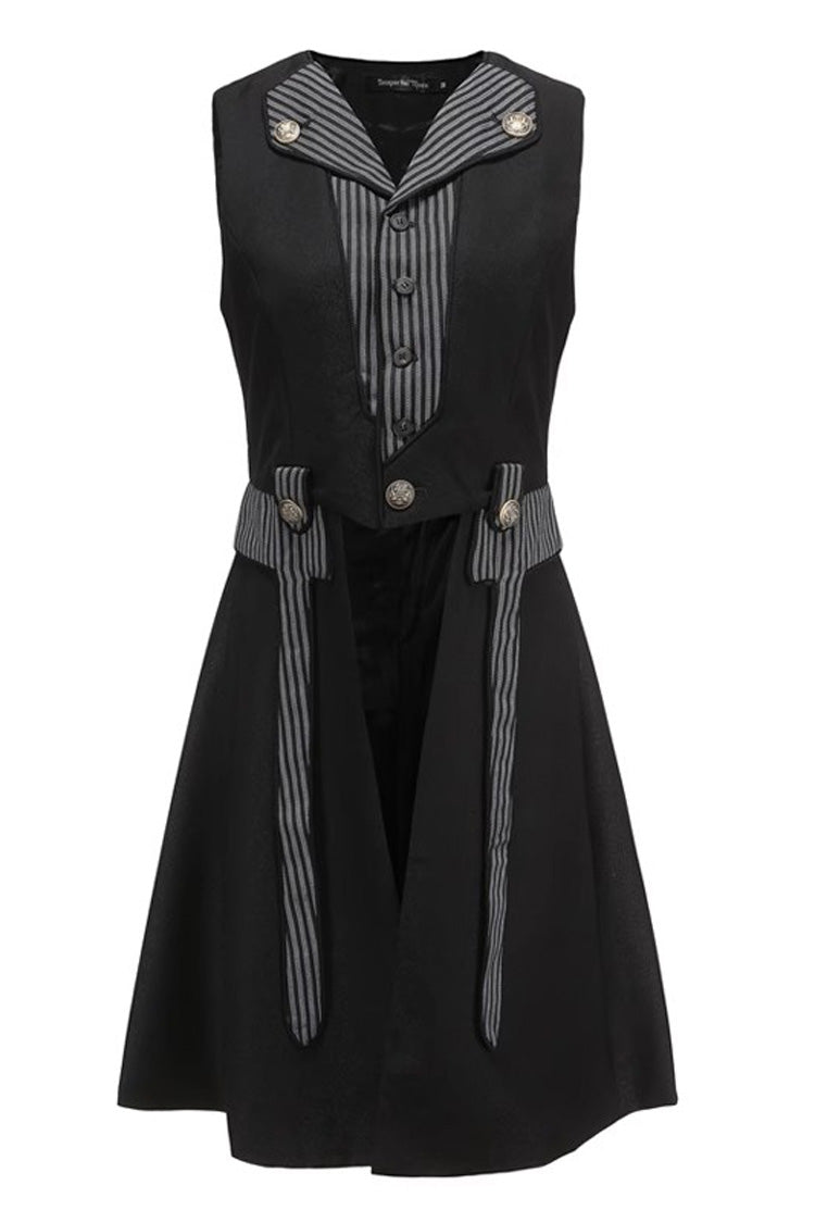 Black Eternal Dawn Retro Elegant Handsome Neutral Prince Gothic Ouji Long Coat - Black - 1