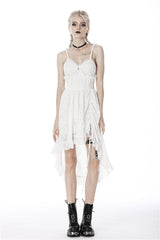White Floral Lace Lace-Up Women's Steampunk Slip Cocktail Dress - Product - 7