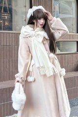 [Winter Sonata] Long Sleeves Bowknot Sweet Elegant Lolita Long Coat 2 Colors - Product - 6