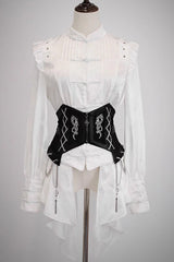 [Bone Dragon] Stand Collar Long Sleeves Ruffle Embroidery Ouji Fashion Classic Lolita Blouse 3 Colors - White - 11