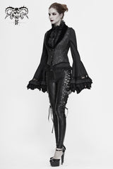 Black Velvet 3D Jacquard Low Collar Women's Gothic Waistcoat - Product - 4