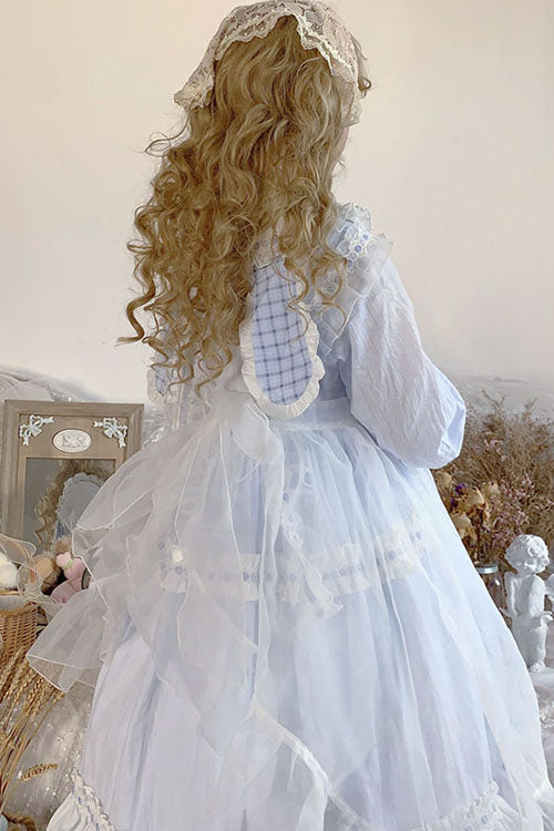 Lapel Collar Bowknot Long Sleeves Love Pockets Decoration Multi-Layer Ruffled Sweet Lolita OP Dress 2 Colors - Product - 5