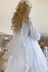 Lapel Collar Bowknot Long Sleeves Love Pockets Decoration Multi-Layer Ruffled Sweet Lolita OP Dress 2 Colors - Product - 5