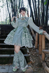 Cheongsam Ink Print Multi-layer Bowknot Sweet Chinese Style Princess Lolita Jsk Dress 2 Colors - Product - 12