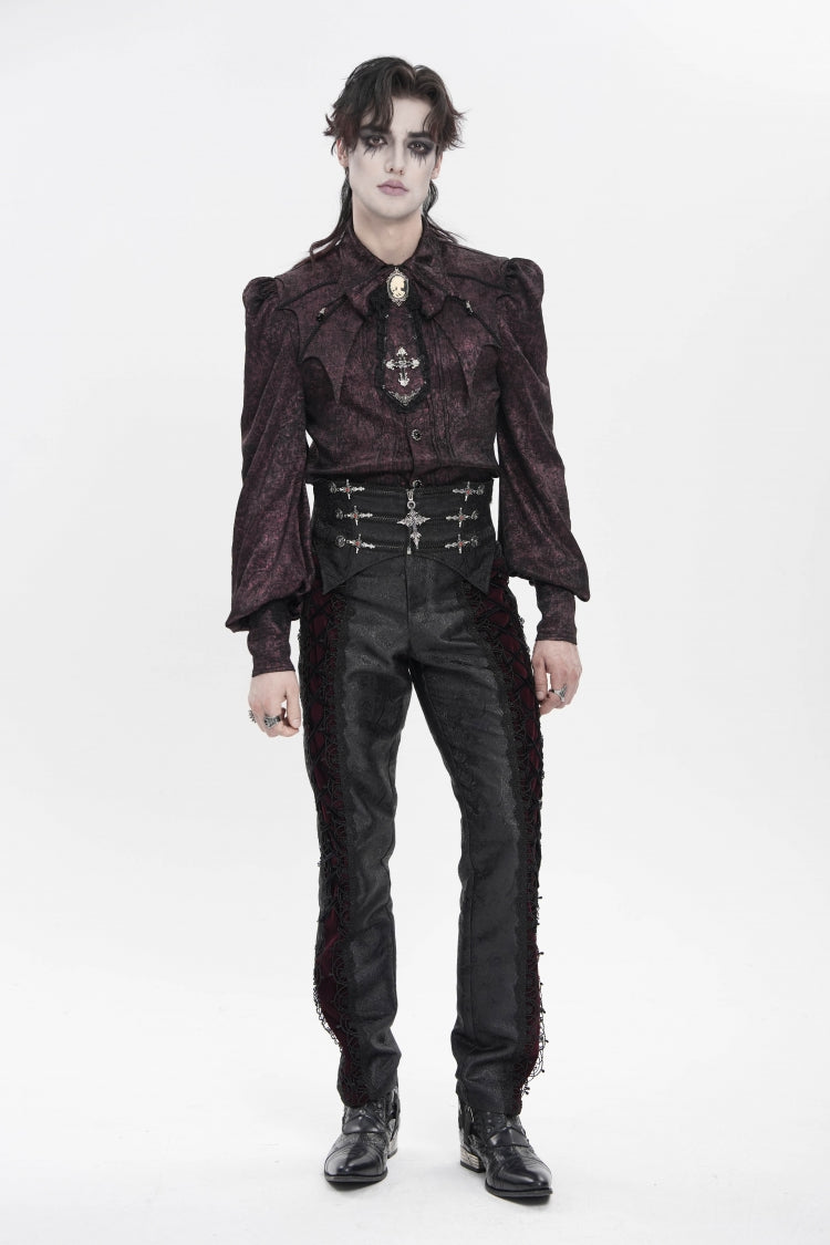 Black Jacquard Lace-Up Slim Men's Gothic Handsome Girdle - Product - 3