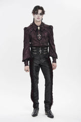 Black Jacquard Lace-Up Slim Men's Gothic Handsome Girdle - Product - 3