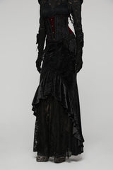Black Printed Cut-Out Embroidered Lace Slim Irregular Women's Gothic Gorgeous Palace Cosplay Fishtail Skirt - Product - 7