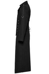 Black Lapel Collar Slim Studded Men's Punk Coat - Product - 6