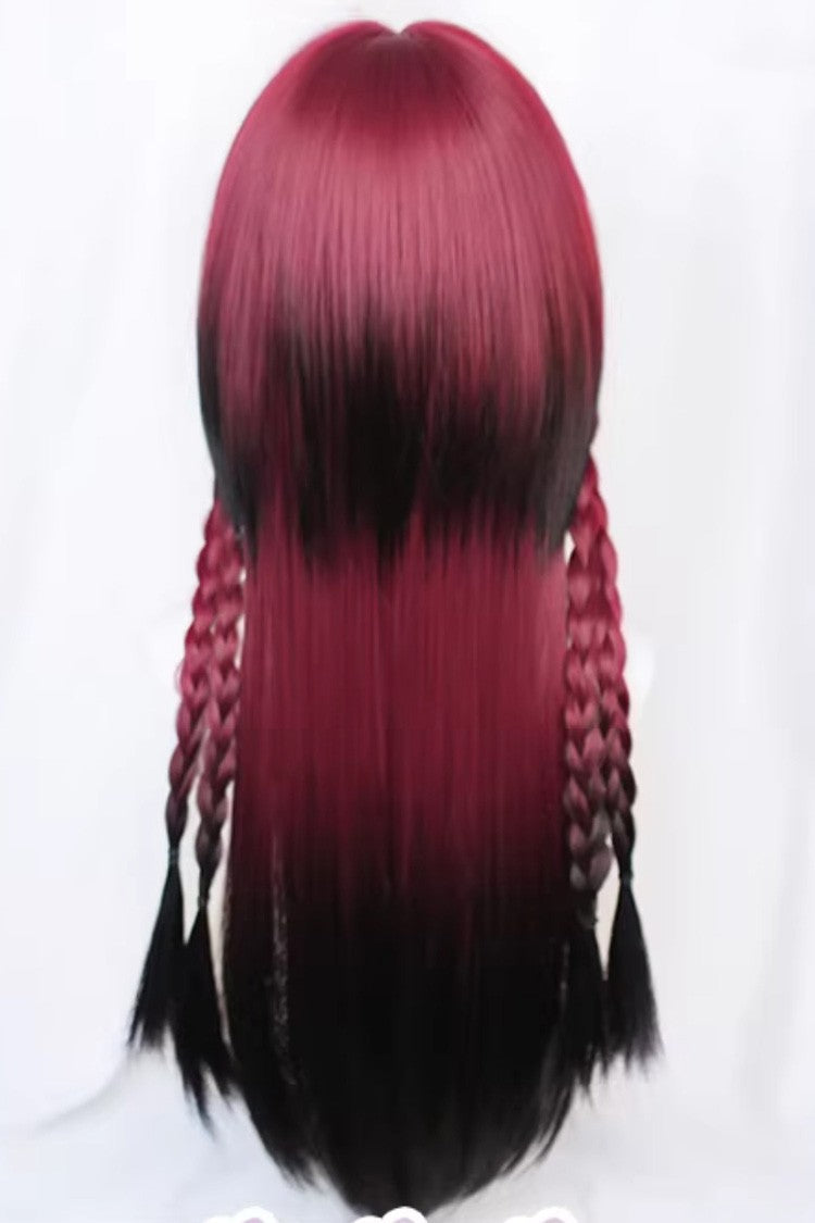 Burgundy/Black Ombre Gothic Sweet Lolita Long Straight Wig with Bangs - Product - 3