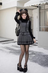 Grey [Letters & Poems · Grace] Ruffled Daily Elegant Classic Lolita Jsk Dress 2 Versions - Product - 3