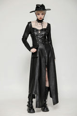 Black Women's Punk Long Sleeves Cut-Out Side Slit Irregular Hem Dress - Product - 6