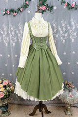 [Dreamlike Realm] Sleeveless Printed Ruffled Embroidered Bustier Elegant Sweet Lolita Jsk Dress 4 Colors - Product - 24