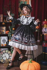Black Rabbit'S Requiem Round Collar Long Sleeves College Style Gothic Lolita OP Dress - Product - 4