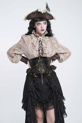 Black Jacquard Lace Lace-Up Slim Fit Zippered Women's Gothic Royal Girdle - Product - 6