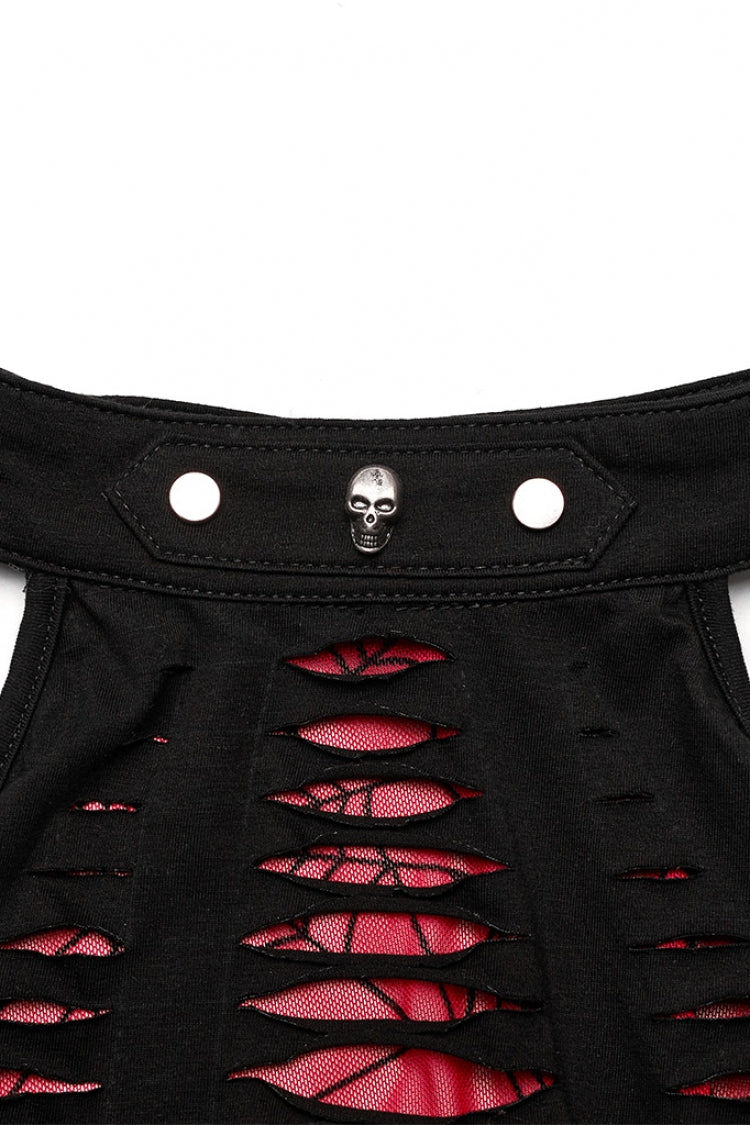 Sleeveless Spider Print Hollow Stitching Ripped Women's Steampunk Vest 3 Colors - Product - 21