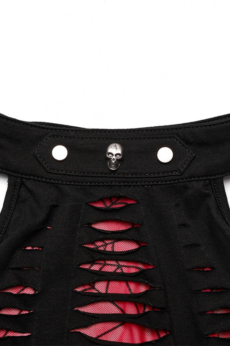 Sleeveless Spider Print Hollow Stitching Ripped Women's Steampunk Vest 3 Colors - Product - 21