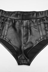Black High Waisted Studded Women's Punk hot Shorts - Product - 11