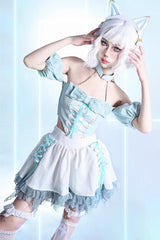 White [Virtual Idol] Ruffle Lace Lace-Up Sweet Lolita Skirt - Product - 7