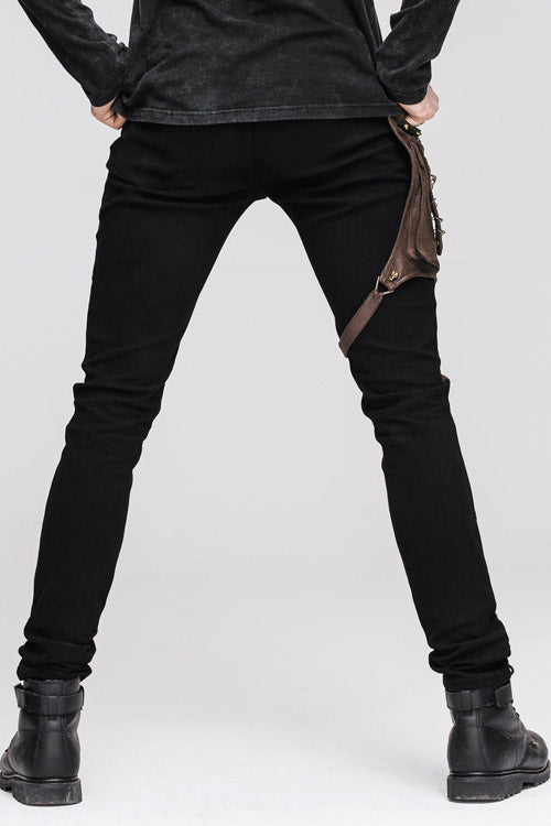 Party Wear Steam Punk Fitted Straight Leg Mens Pants With Bag - Product - 4