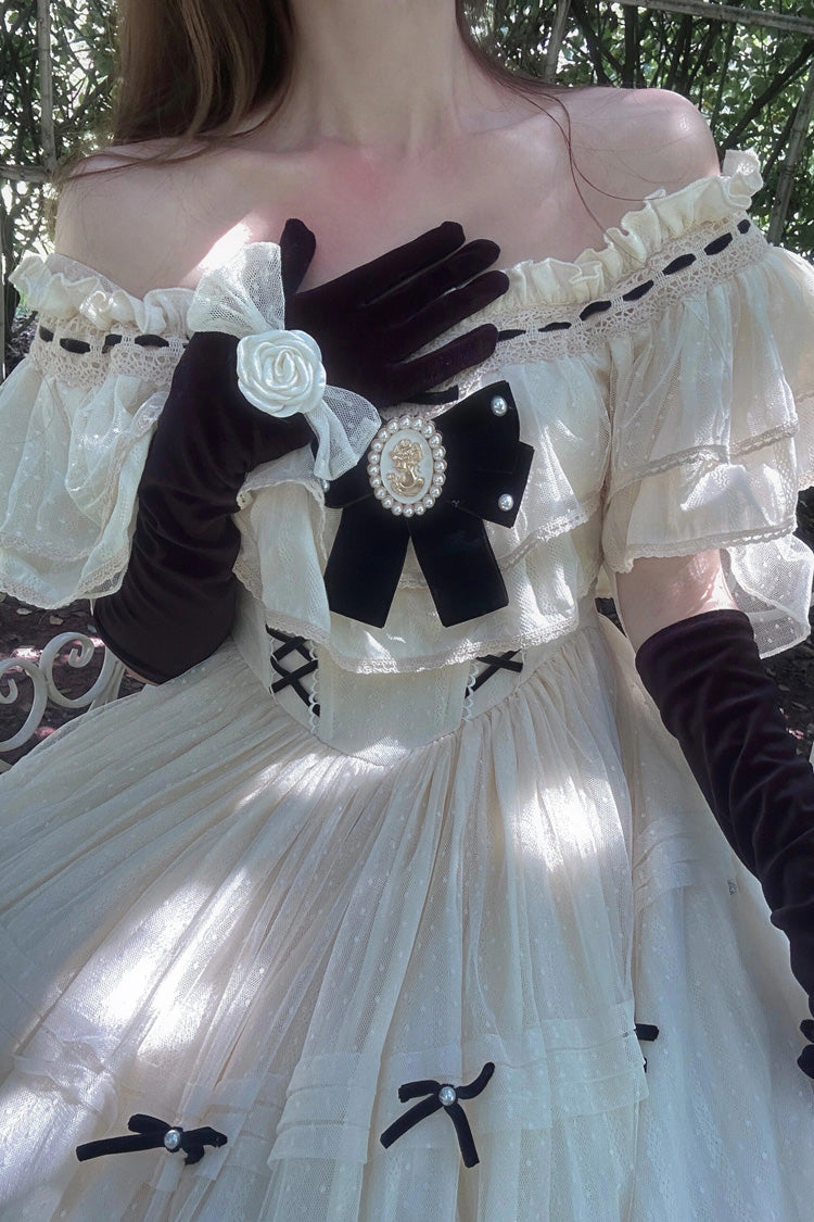 Ivory Off Shoulder Bowknot Sweet Elegant Princess Lolita Dress - Product - 9