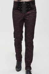 ine Gothic Glossy Pattern Drawstring Lace Decoration Men's Pants - Product - 3