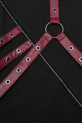 Cracked Leather Stitching Metal Rivet Decoration Mesh Men's Steampunk Pants 2 Colors - Product - 16