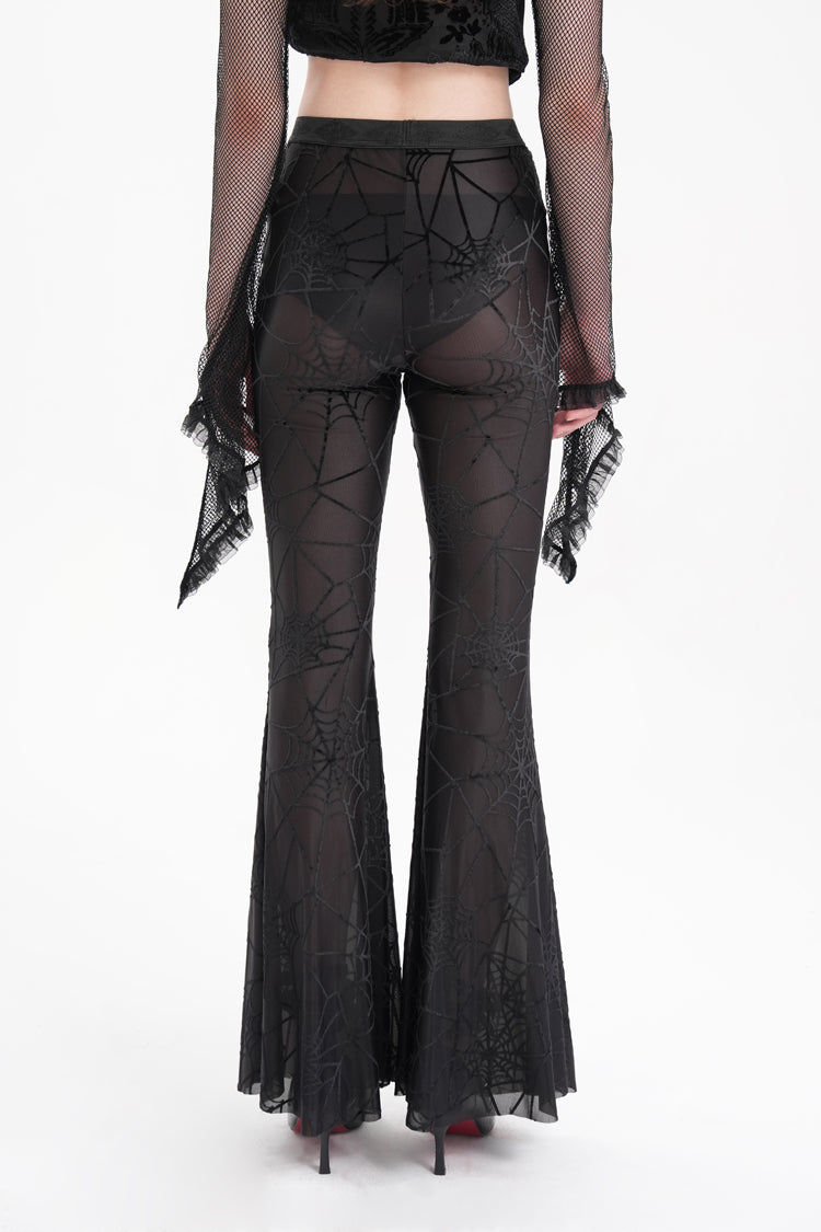 Black Spider Embroidery Sheer Women's Gothic Pants - Product - 5