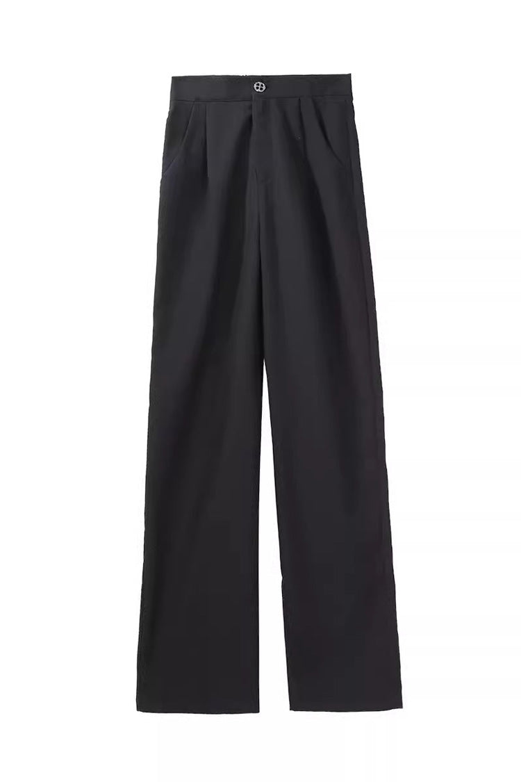 Black/White Embroidery Asymmetric Gothic Prince Handsome Ouji Lolita Set - Pants(Only) - 16