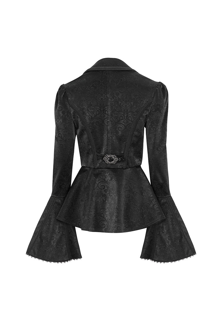 Black Ruffled Collar Flared Sleeved Women's Gothic Jacket - Product - 7