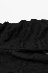 Black Stand Collar Long Sleeves Ruffle Slim Irregular Womens Steampunk T-Shirt - Product - 7