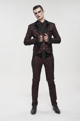 Red Bright Pattern Printed Decoration Men's Gothic Tailcoat - Product - 2