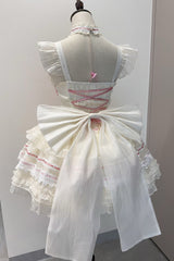 Apricot/Pink [Prelude to Spring Song] Sleeveless Multi-Layered Ruffle Bowknot Lace Sweet Princess Ballet Lolita Jsk Dress - Product - 3