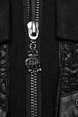 Black Stand Collar Stitching Slim Men's Punk Vest - Product - 8