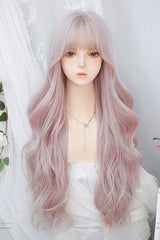 Pink Long Curly Sweet Lolita Wigs - Pink - 1