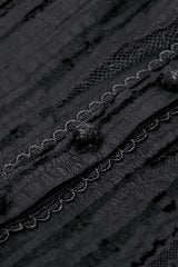Black Stand Collar Ruffled Short Sleeves Lace Spliced Women's Gothic Blouse - Product - 13