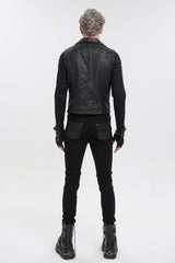 Black Lapel Fitted Atomized Crack Front Chest Crossover Rope Men's Punk Vest - Product - 5