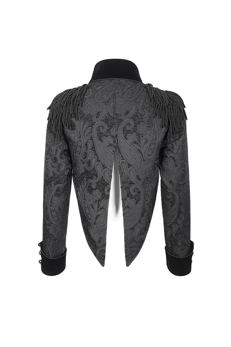 Black Tassels Swallow Tailed Men's Gothic Jacket - Product - 8