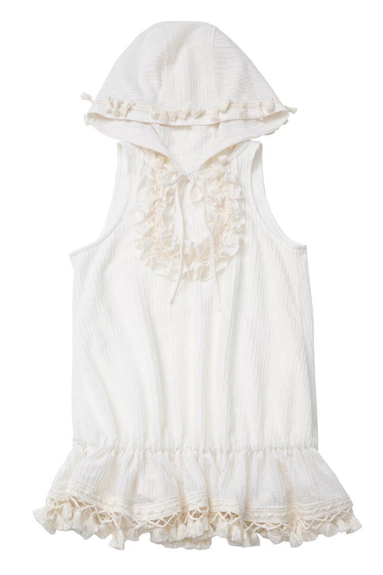 Brown [Warm Summer Days] Double-Layered Printed Ruffled Spliced Lace Sweet Lolita Skirt - Top - 14