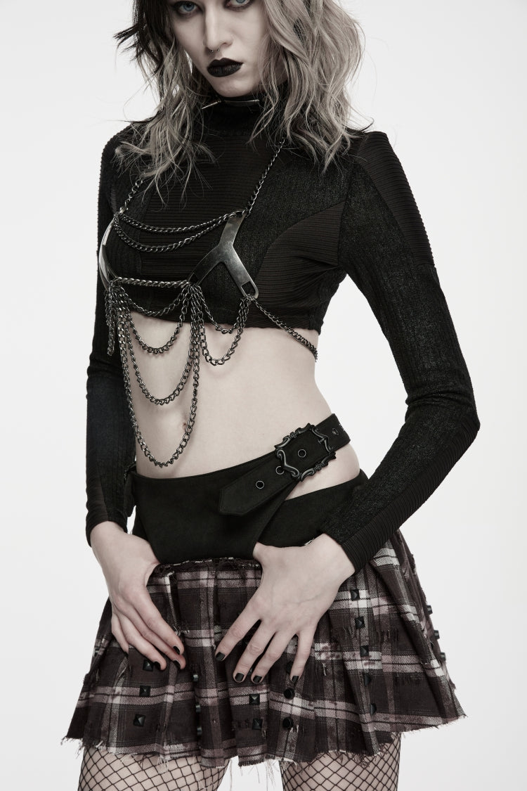 Black Chain-Decorated Women's Punk Luxurious Royal Tassel Body Harness - Product - 6