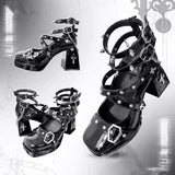 Chain Cross Gothic Punk Princess Lolita High Heels 2 Colors - Product - 4