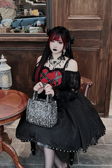 Black Wine Elegant Bowknot Long Sleeves Gothic Lolita Jsk Dress - Product - 4