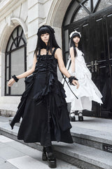 Black [Dream] Sleeveless Ruffle Gothic Lolita Strap Dress - Product - 7